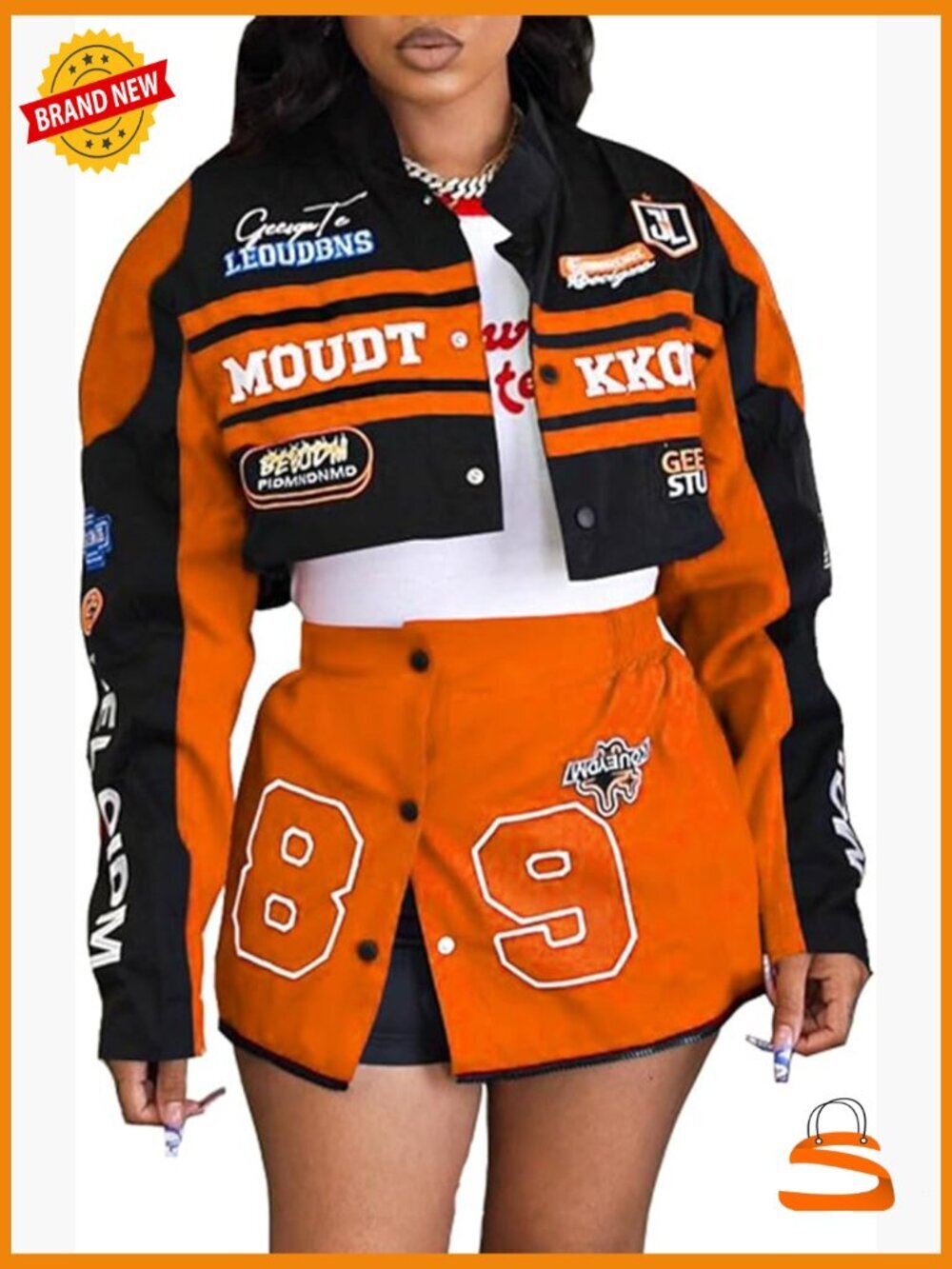 2 Piece Skirt Set Long Sleeve Crop Jacket Bodycon Mini Skirt Y2k Streetwear